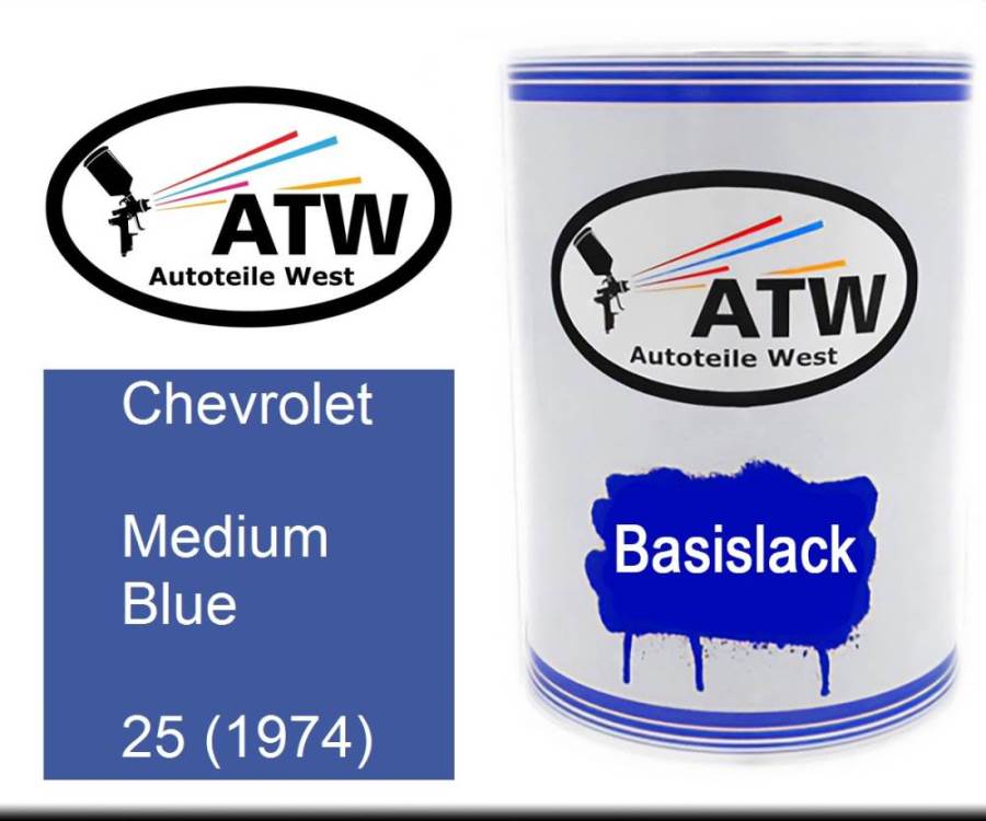 Chevrolet, Medium Blue, 25 (1974): 500ml Lackdose, von ATW Autoteile West.